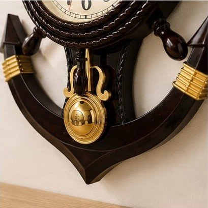 Nautical Ship Wheel Anchor Wall Clock with Pendulum